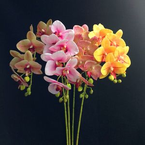 Flor de orquídea Phalaenopsis de buena calidad, orquídea de mariposa de tacto real, orquídeas falsas, flor de orquídea artificial para decoración de bodas al por mayor