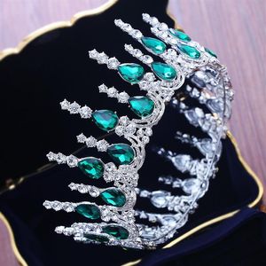 Buena calidad Prom Queen Crown Verde Rojo Blanco Cristal Rhinestone Boda Tiaras Coronas para mujeres Diadema nupcial Pageant Crowns279d