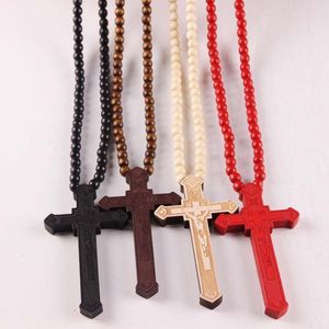 Good Wood Hip Hop Colliers pour Hommes Femmes Croix Coeur Conception Animale Goodwood Danseur Pendentif Collier Perles En Bois Chaîne NYC Bijoux De Mode