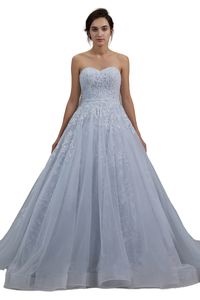 Precioso vestido de novia azul marfil Vestido de novia Colorido 2021 Corsé de novia Apliques de encaje en la espalda Princesa Vestidos de novia no blancos por encargo