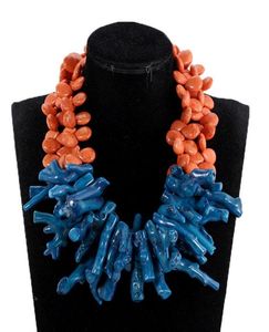 Precioso collar de Coral barroco azul naranja y verde azulado, cuentas de boda africanas a la moda, collar de fiesta, joyería nupcial 2020 CNR0378881168