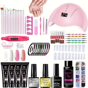 Gorgeous UV Gel Manicure Set with LED Lamp & Poly Nail Polish Kit - Perfect for Nail Art!