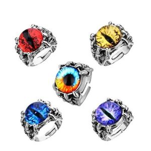 Punk de hombres góticos coloridos anillos de ojo malvado para hombres moda