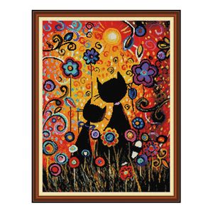 Gouache cat home diy kit Handmade Cross Stitch Craft Tools Embroidery Needlework sets counted print on canvas DMC 14CT /11CT