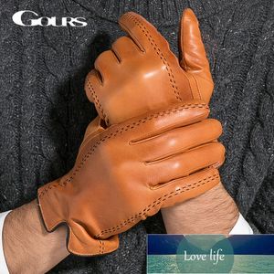 Gours hiver gants en cuir véritable pour hommes nouvelle marque gants à écran tactile mode gants noirs chauds mitaines en peau de chèvre GSM012 Prix usine conception experte qualité dernière