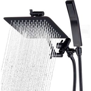 GPROMISE Metal Dual Side Shower Head Combination 8 in 1 Set - 71 pouces de douche avec une piste de douche à main levée de 203 cm Ultra Long Flexible