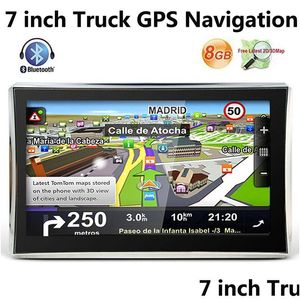 Accessoires de voiture GPS HD 7 pouces Bluetooth Navigateur de camion Navigation Avin FM Wince 6.0 800 MHz Ram 256 Mo 8 Go Cartes 3D Drop Delivery Auto Dheqe