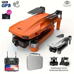 Drone GPS professionnel HD double caméra avec 1 batterie et carte SD 32G cardan 2 axes photographie aérienne anti-secousse moteur sans balais positionnement du flux optique WIFI FPV