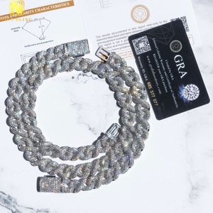 Gra-Zertifikat Hip Hop Schmuck Halskette Real Silber Micro Pave D-Vvs1 Moissanit Diamant Cuban Link Infinity Chain