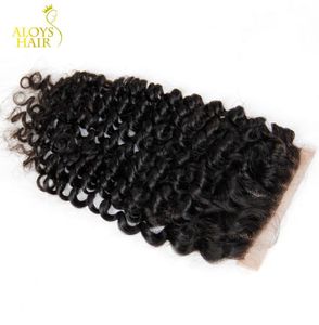 Grade 6A Brésilien Deep Curly Ferme 100 Virgin Human Heuv Hair Top Lace Setrures Taille 4x4 Brésilien pas cher brésilien Cur6196536