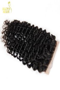 Grado 6a Cierre de rizado profundo brasileño 100 Virgin Human Hair Top Closes Tamaño 4x4 Parte media barata Brasil Kinky Cur2930367