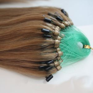 Grade 10A Double Loop Brand EP 1G / Strand 25G / Pack 4pcs / Lot Silky Silky Straitement brésilien HEUR HEIL Micro Ring Hair Hair Extensions