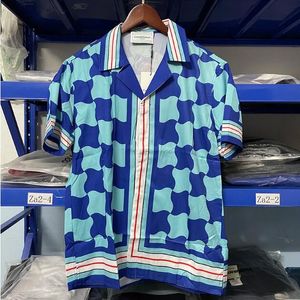 Dégradé bleu été costume Style chemises haute qualité respirant mode poche hommes chemises