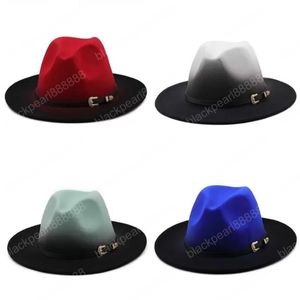 Chapeau Fedora dégradé pour femmes hommes Fedoras en vrac hommes femmes chapeaux en feutre femme homme casquette Panama femme mâle Jazz haut casquettes automne automne hiver vente en gros noël