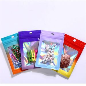 Emballages en plastique à fermeture éclair au laser dégradé, sacs refermables en Mylar, pochette à fermeture éclair pour accessoires électroniques, câble de téléphone portable, batterie, bijoux, emballage de vente au détail