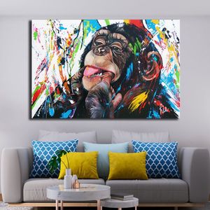 Graffiti mignon singe toile peintures coloré imprimé affiche et impressions peinture mur photos pour salon décorations pour la maison268N