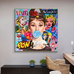 Graffiti Street Pop Art Print Canvas Posters Fashion Beautiful Woman Canvas Painting Wall Art Picture para la decoración del hogar de la sala de estar