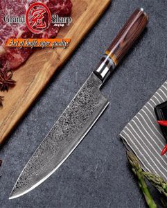 Grandsharpe 67 couches japonais Damas acier Damas Damas Chef couteau VG10 Blade Damas Kitchen Couteaux Pakka Handle Pro Chef Knife9666348