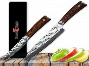 Grandsharp Chef Knife Set 2 PCS Chef Paring Couteau japonais Damas en acier inoxydable VG10 Japonais Damas Professional Kitchen Kn7918942