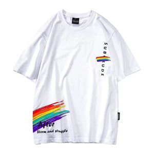 Graphic Tee Men Designer t-shirt Pride LGBT Colorful Stripe imprimé Gay Lesbian Rainbow coton Y2K Style tee-shirt court High Top Quailtiy Crew Neck T-shirts à manches LGBTQ