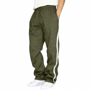 Pantalones de jogging para hombre grises Pantalones de carga ocasionales Cordón Elástico Cintura Entrenamiento Baggy Pantalones de chándal cónicos con bolsillos g0gw #