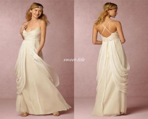 Déesse grecque 2020 Robes de mariée de Bohême une ligne Spaghetti plissée en mousseline de soie Boho Beach Bridal Gowns3332704