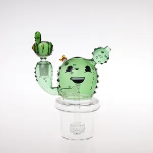 Modèle de cactus vert Femelle Mini Glass Water Dab / tamponnage GRANDE CACTUS BONG AVEC CACTUS BOL