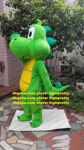 Disfraz de Mascota de dinosaurio dragón verde, traje de personaje de dibujos animados para adultos, ropa de dibujos animados, ceremonia de tapado CX2035