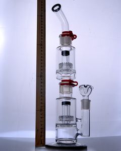 Build A Bong Black Big Glass Bongs Reciclador grande con Matrix Perc Plataformas de aceite de jaula de pájaros extraíbles con clips