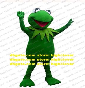 Disfraz de mascota de rana verde kermit traje de personaje de dibujos animados para adultos