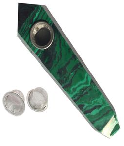 Pipe à fumer en Quartz Malachite verte, pierre de cristal, pointe de baguette, tuyaux à cigares avec 3 filtres métalliques pour la santé, 4603302