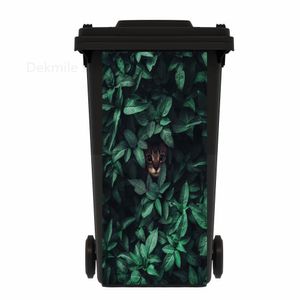 Green Plante Cat déchets Bin Autocollant papier peint mural autocollants muraux HD Sticker Wall Sticker Home Art Kitchen Accessorry décalcomanies