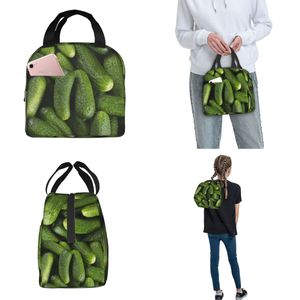 Saucisse verte concombre mariné sac à lunch isolé sac portable sac réutilisable sac fourre-tout