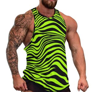 Tabriseur à imprimé Tiger Green Mens Funny Animal Workout Surdimensia Tops Beach Sportswear Graphic Souples Souxes 240402