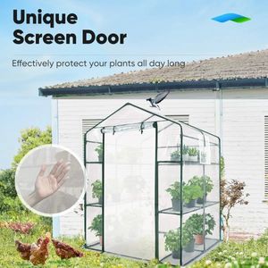 Greenhouse for Outdoors with Screen Door Windows 3 Tiers 8 étagères mini Walkin Plant Plante Garden Green House Kit Heavy 240415