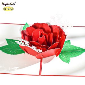 Tarjetas de felicitación Paquete de 10 tarjetas emergentes de flores rosas en 3D para San Valentín, Día de la Madre, aniversario, esposa, cumpleaños, tarjetas de felicitación al por mayor 230317