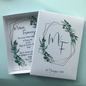 Tarjetas de felicitación, 10 Uds., tarjeta de invitación de boda elegante con encaje de flores verdes, diseño personalizado, impresión UV de alta calidad, tinta ecológica 230317