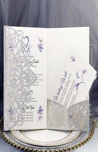 Cartes de voeux 10pcSet Laser Cut Invitations de mariage Card de la dentelle élégante Faveur Rose Gold Silver Business Party Decor Supplies7837645