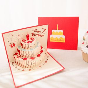 Cartes de voeux 3D Happy Birthday Cake Pop-Up Gift for Kids Mom avec Envelope Handmade SN674