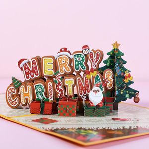 Cartes de voeux 3D Surf Santa Xmas Card Joyeux Noël Up Festival Année Pour Enfants Femme Femmes Mari Cadeau