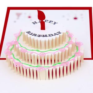 Cartes de voeux 3D -Up Gâteau d'anniversaire Carte Cadeaux d'anniversaire Carte postale Invitations Enfants Femme Femme Mari Cadeau