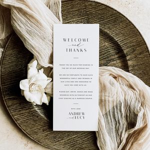 Personalized Wedding Stationery Set - 50 Elegant Minimalist Place Cards, Menu, Thank You & Invitations