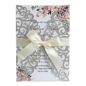 Cartes de voeux 50pcs Multistyle Glitter Invitations de mariage Festival de mariage Carte universelle pour la fête de fiançailles d'anniversaire en gros 230411