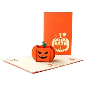 Tarjetas de felicitación Tarjetas de felicitación Halloween 3D -Up Bruja Fantasma Calabaza Tarjeta para fiesta Postal con entrega de sobres 2021 Home Gard Dh8Mb