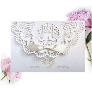 Cartes de voeux Carte d'invitation de mariage personnalisée Invitations de fête d'oiseau en forme d'amour creux Fête d'anniversaire Livraison directe Accueil G Dhioo