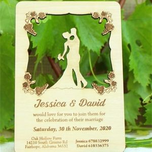 Cartes de voeux Invitation de vignoble Invitation de mariage de raisin de bois Unique en 230919