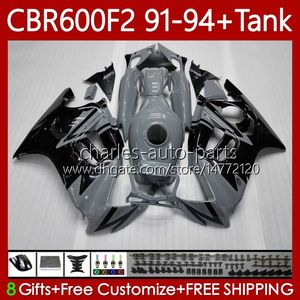 Gray Black Fairings + Tank pour Honda CBR 600 600F2 CBR600 F2 FS CC 1991 1992 1993 1994 Body 63NO.101 CBR600F2 600CC 600FS 91-94 CBR600-F2 CBR600FS 91 92 93 94 Kit de carrosserie