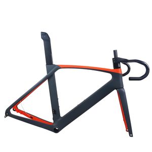 Telaio per bici da strada con freno a disco con cavo interno grigio arancione Aero Design TT-X34 Toray T1000 in fibra di carbonio