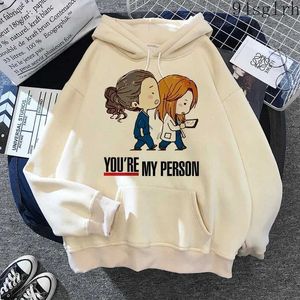 Gris Anatomie Vestes À Capuche Femmes Harajuku Ulzzang Sweats Kawaii Vous Êtes Ma Personne Imprimé Streetwear Pull Y2k Hauts Femme