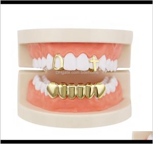 Grillz Dental Grills Drop Entrega 2021 Fábrica Inferior Color Oro Conjunto de dientes Diseño mixto Diente falso Grillz Hiphop Cool Men B2608457